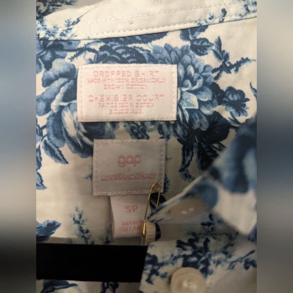 🏵️💚 Gap × LoveShackFancy Organic Cotton Cropped Shirt - Picture 7 of 10